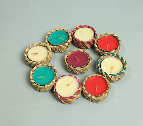 Handwoven sabai grass tea light holder