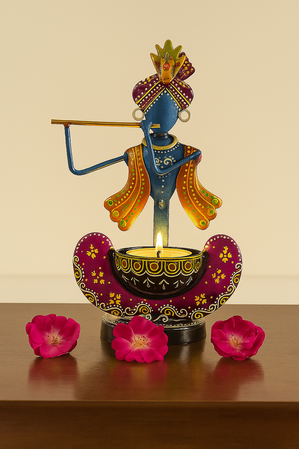 Krishna T-Light Candle Holder – Elegant Spiritual Home Décor