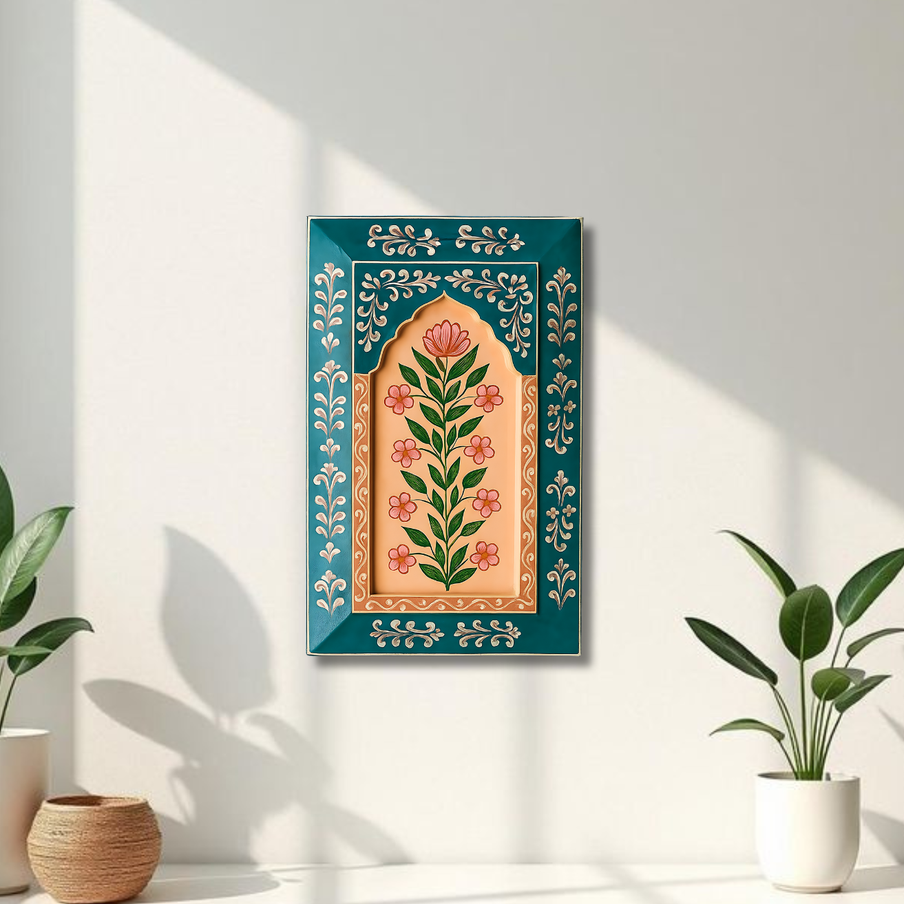 Handpainted Wall Frame, Turquoise — view 2